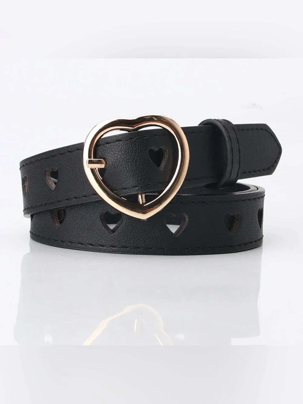 Sale‼️ SHEIN Black Belt with Gold Heart Buckle and Heart Cutouts